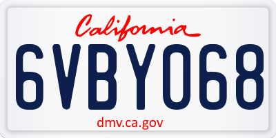 CA license plate 6VBY068