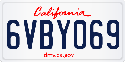 CA license plate 6VBY069