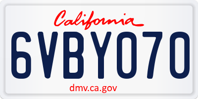 CA license plate 6VBY070