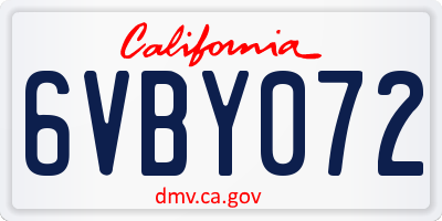 CA license plate 6VBY072