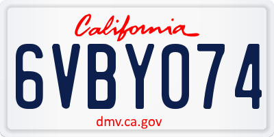 CA license plate 6VBY074