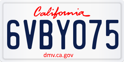 CA license plate 6VBY075