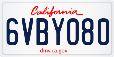 CA license plate 6VBY080