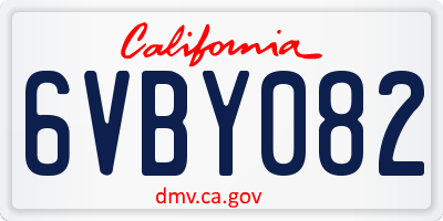 CA license plate 6VBY082