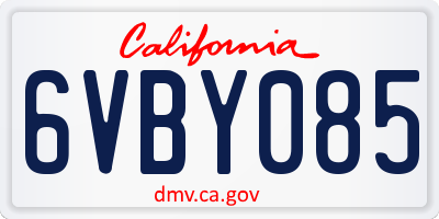 CA license plate 6VBY085