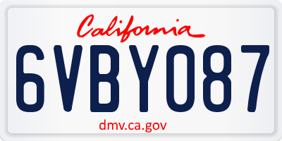 CA license plate 6VBY087