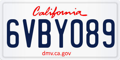 CA license plate 6VBY089