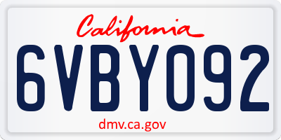 CA license plate 6VBY092