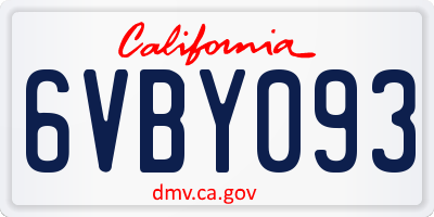 CA license plate 6VBY093