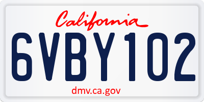 CA license plate 6VBY102