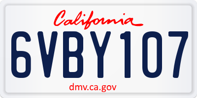 CA license plate 6VBY107
