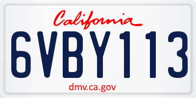 CA license plate 6VBY113
