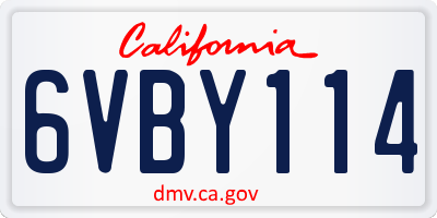 CA license plate 6VBY114