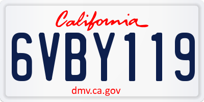 CA license plate 6VBY119