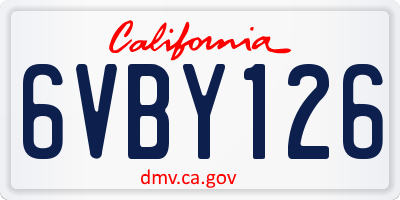 CA license plate 6VBY126