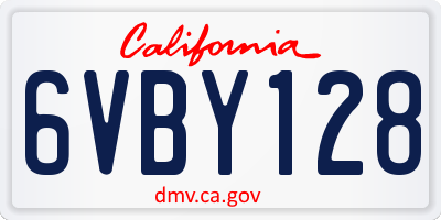 CA license plate 6VBY128