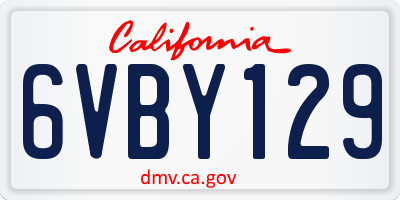 CA license plate 6VBY129