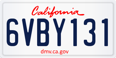 CA license plate 6VBY131