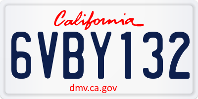 CA license plate 6VBY132