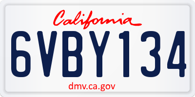 CA license plate 6VBY134