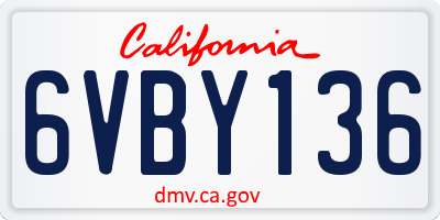 CA license plate 6VBY136