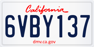 CA license plate 6VBY137