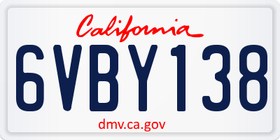 CA license plate 6VBY138