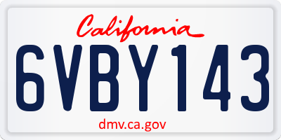 CA license plate 6VBY143