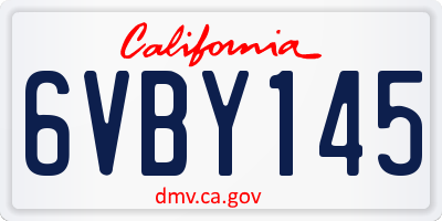 CA license plate 6VBY145