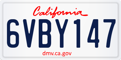 CA license plate 6VBY147