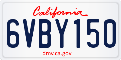 CA license plate 6VBY150