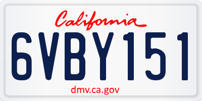 CA license plate 6VBY151