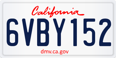 CA license plate 6VBY152