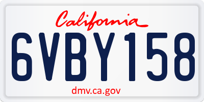 CA license plate 6VBY158