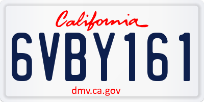CA license plate 6VBY161