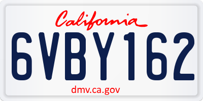 CA license plate 6VBY162