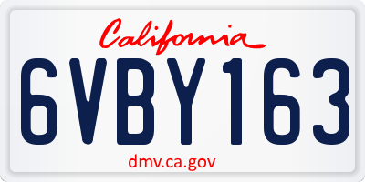 CA license plate 6VBY163