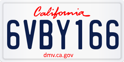 CA license plate 6VBY166