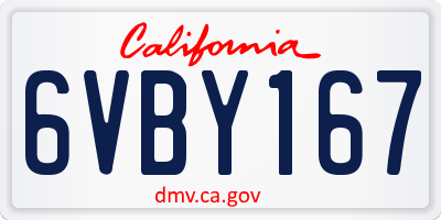 CA license plate 6VBY167