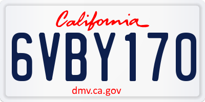 CA license plate 6VBY170