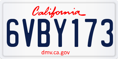 CA license plate 6VBY173