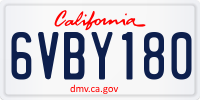 CA license plate 6VBY180