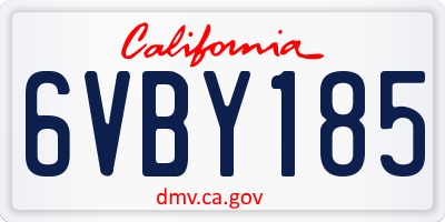 CA license plate 6VBY185