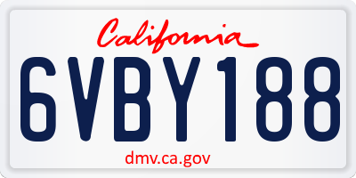 CA license plate 6VBY188