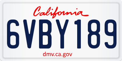 CA license plate 6VBY189