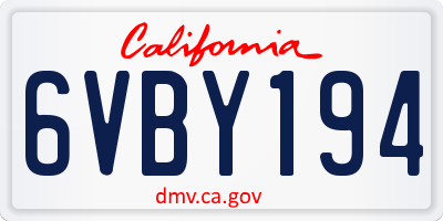 CA license plate 6VBY194