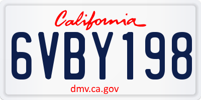 CA license plate 6VBY198
