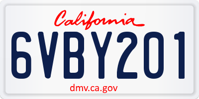 CA license plate 6VBY201