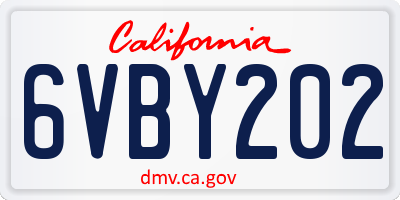 CA license plate 6VBY202