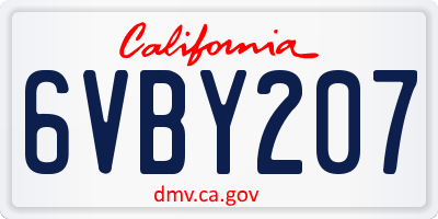 CA license plate 6VBY207